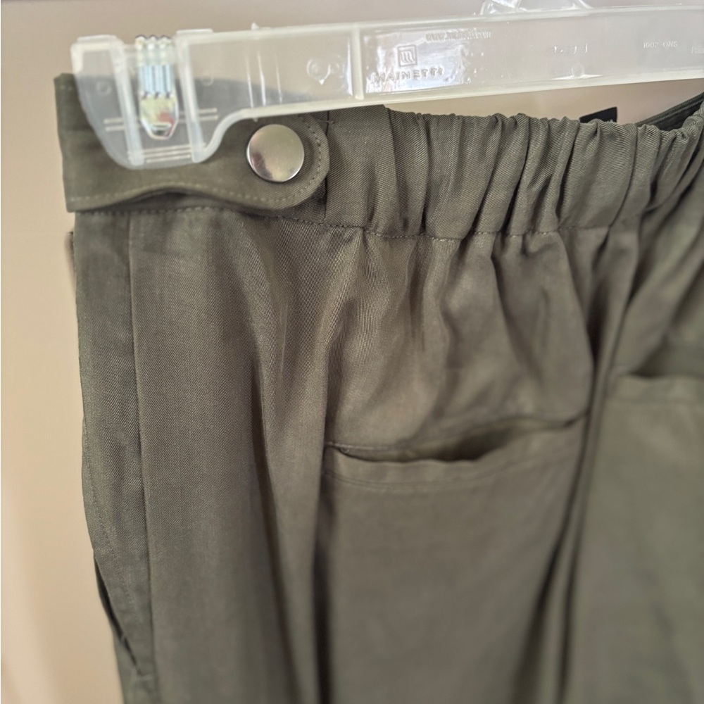 NWT BR factory Tencel Wide-Leg Pants- steel green - Picture 6 of 16